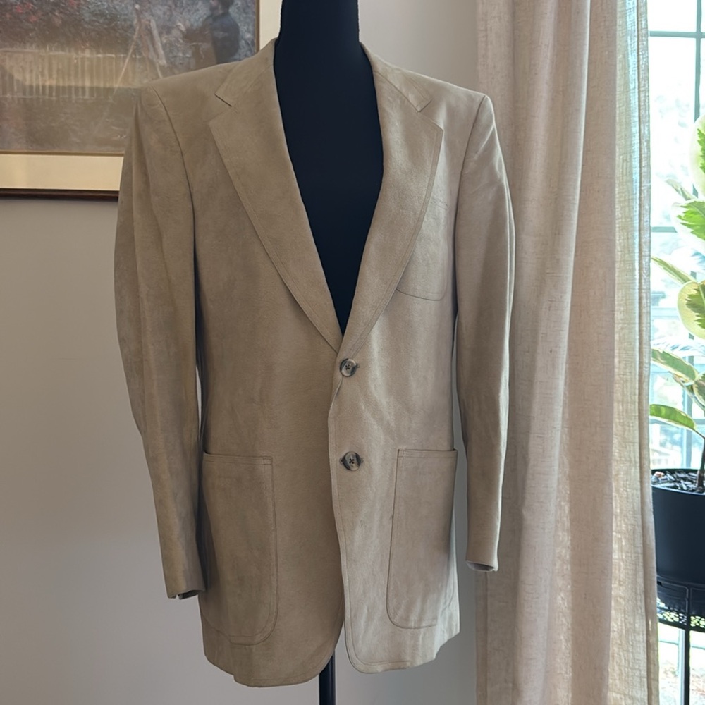 Vintage Doncaster Tan Suede Leather Blazer Jacket Mens Size 42 Beige